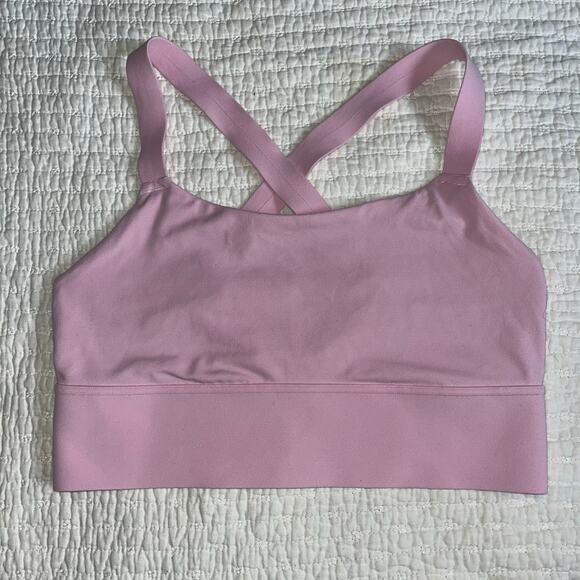 Athleta Sports Bra Warrior Longline Bra Pink Size Med MISSING Removable Pads - Picture 1 of 3